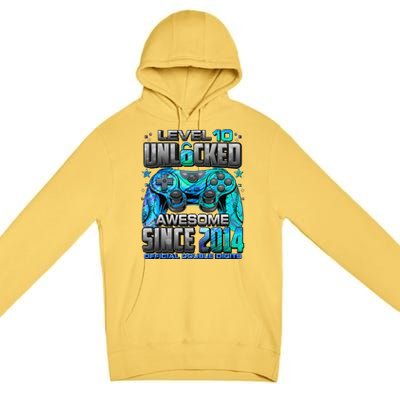 Level 10 Unlocked Awesome Since 2014 10th Birthday Gaming Premium Pullover Hoodie