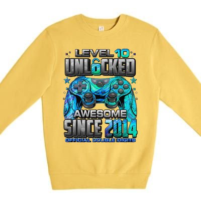 Level 10 Unlocked Awesome Since 2014 10th Birthday Gaming Premium Crewneck Sweatshirt