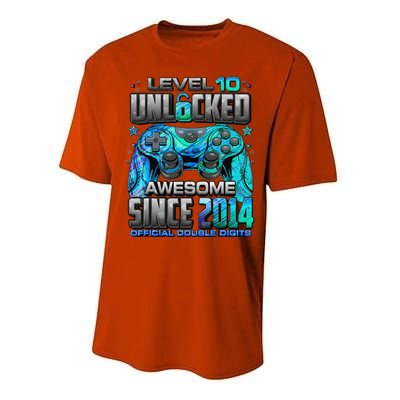 Level 10 Unlocked Awesome Since 2014 10th Birthday Gaming Performance Sprint T-Shirt