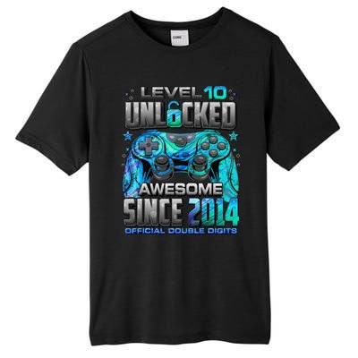 Level 10 Unlocked Awesome Since 2014 10th Birthday Gaming Tall Fusion ChromaSoft Performance T-Shirt