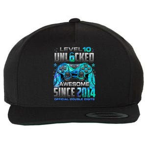 Level 10 Unlocked Awesome Since 2014 10th Birthday Gaming Wool Snapback Cap