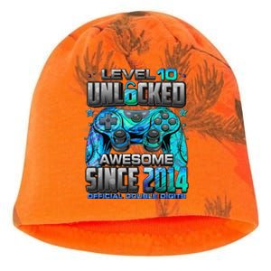 Level 10 Unlocked Awesome Since 2014 10th Birthday Gaming Kati - Camo Knit Beanie