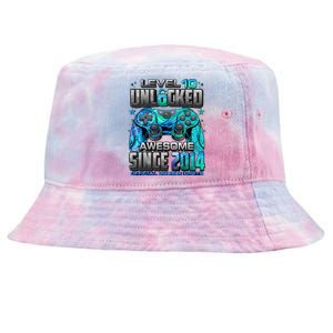 Level 10 Unlocked Awesome Since 2014 10th Birthday Gaming Tie-Dyed Bucket Hat