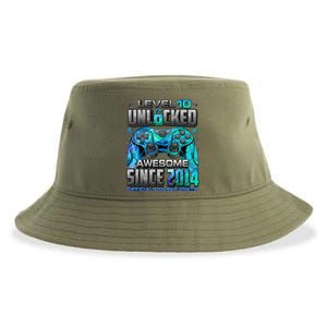 Level 10 Unlocked Awesome Since 2014 10th Birthday Gaming Sustainable Bucket Hat