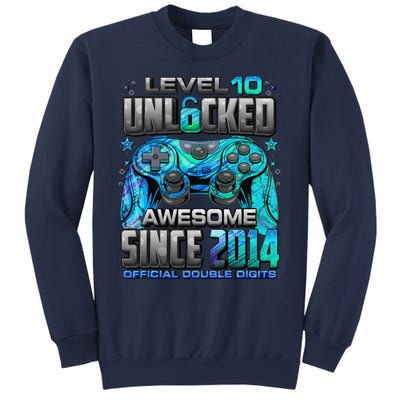 Level 10 Unlocked Awesome Since 2014 10th Birthday Gaming Sweatshirt