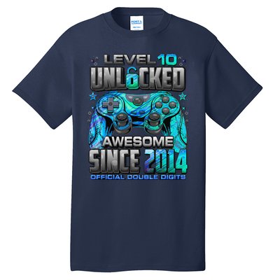 Level 10 Unlocked Awesome Since 2014 10th Birthday Gaming Tall T-Shirt