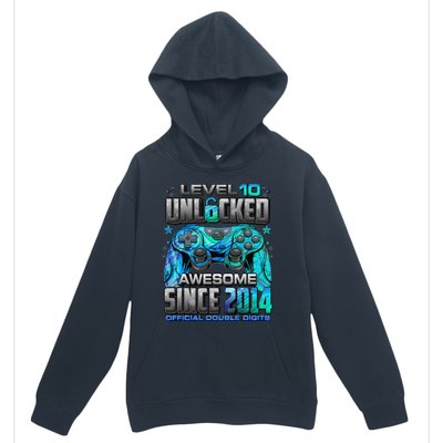 Level 10 Unlocked Awesome Since 2014 10th Birthday Gaming Urban Pullover Hoodie