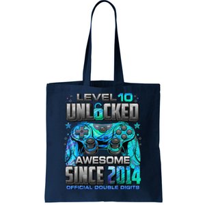 Level 10 Unlocked Awesome Since 2014 10th Birthday Gaming Tote Bag