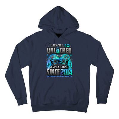 Level 10 Unlocked Awesome Since 2014 10th Birthday Gaming Tall Hoodie