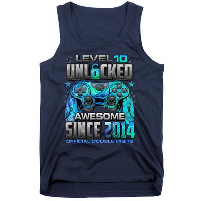 Level 10 Unlocked Awesome Since 2014 10th Birthday Gaming Tank Top