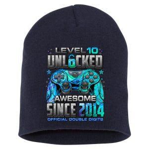 Level 10 Unlocked Awesome Since 2014 10th Birthday Gaming Short Acrylic Beanie