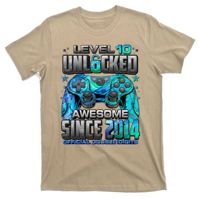 Level 10 Unlocked Awesome Since 2014 10th Birthday Gaming T-Shirt