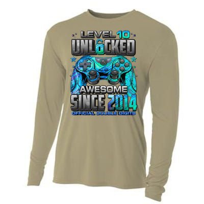 Level 10 Unlocked Awesome Since 2014 10th Birthday Gaming Cooling Performance Long Sleeve Crew