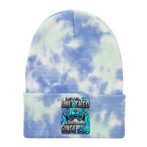 Level 10 Unlocked Awesome Since 2014 10th Birthday Gaming Tie Dye 12in Knit Beanie