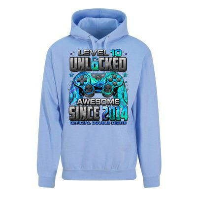 Level 10 Unlocked Awesome Since 2014 10th Birthday Gaming Unisex Surf Hoodie