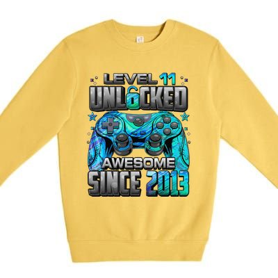 Level 11 Unlocked Awesome Since 2013 11th Birthday Gaming Premium Crewneck Sweatshirt