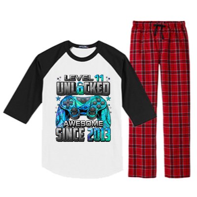 Level 11 Unlocked Awesome Since 2013 11th Birthday Gaming Raglan Sleeve Pajama Set