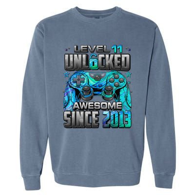 Level 11 Unlocked Awesome Since 2013 11th Birthday Gaming Garment-Dyed Sweatshirt