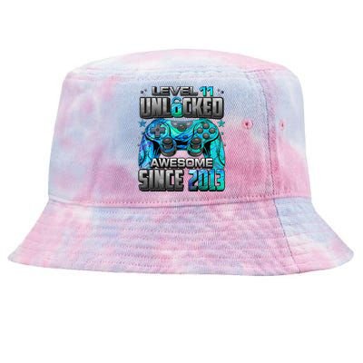 Level 11 Unlocked Awesome Since 2013 11th Birthday Gaming Tie-Dyed Bucket Hat