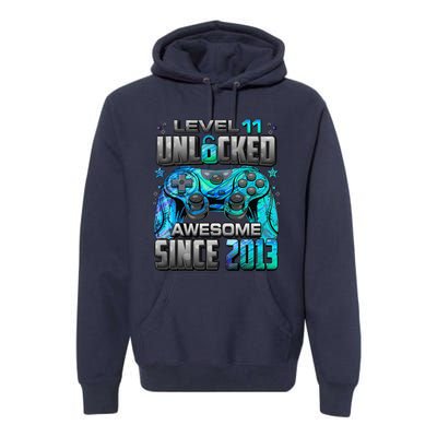 Level 11 Unlocked Awesome Since 2013 11th Birthday Gaming Premium Hoodie