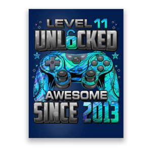 Level 11 Unlocked Awesome Since 2013 11th Birthday Gaming Poster