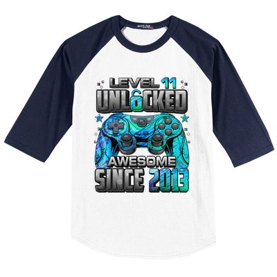 Level 11 Unlocked Awesome Since 2013 11th Birthday Gaming Baseball Sleeve Shirt