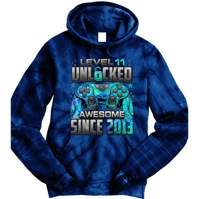 Level 11 Unlocked Awesome Since 2013 11th Birthday Gaming Tie Dye Hoodie