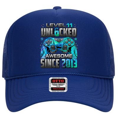 Level 11 Unlocked Awesome Since 2013 11th Birthday Gaming High Crown Mesh Back Trucker Hat