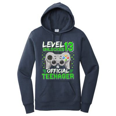 Level 13 Unlocked Teenager 13th Birthday Gamer Women's Pullover Hoodie