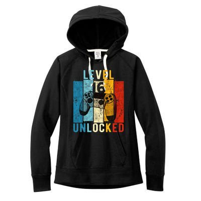 Level 16 Unlocked Video Gamer 16 Year Old 16th Birthday Gift Women's Fleece Hoodie