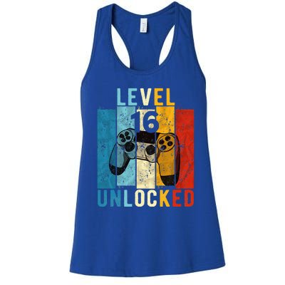 Level 16 Unlocked Video Gamer 16 Year Old 16th Birthday Gift Women's Racerback Tank