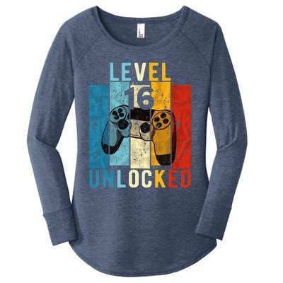 Level 16 Unlocked Video Gamer 16 Year Old 16th Birthday Gift Women's Perfect Tri Tunic Long Sleeve Shirt