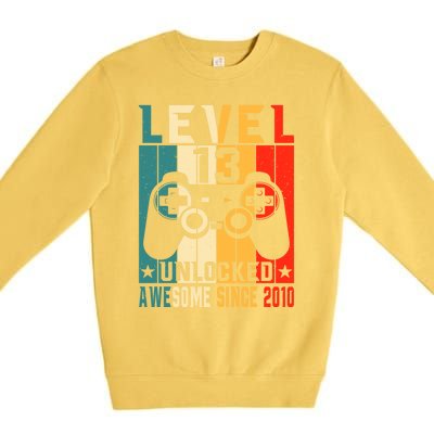 Level 13 Unlocked Awesome Since 2010 13th Birthday Gamer Gift Premium Crewneck Sweatshirt