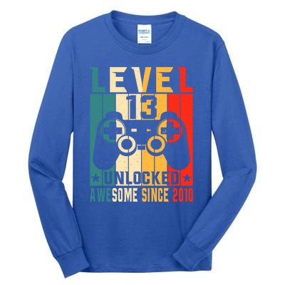 Level 13 Unlocked Awesome Since 2010 13th Birthday Gamer Gift Tall Long Sleeve T-Shirt