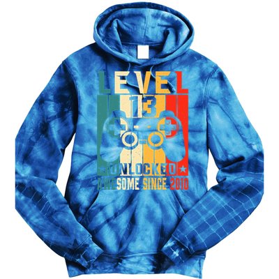 Level 13 Unlocked Awesome Since 2010 13th Birthday Gamer Gift Tie Dye Hoodie