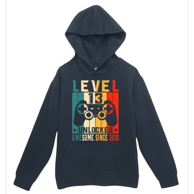 Level 13 Unlocked Awesome Since 2010 13th Birthday Gamer Gift Urban Pullover Hoodie