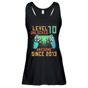 Level 10 Unlocked 10th Birthday 10 Year Old Boy Gifts Gamer Ladies Essential Flowy Tank