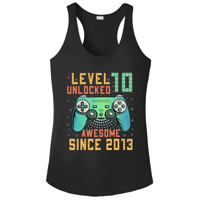 Level 10 Unlocked 10th Birthday 10 Year Old Boy Gifts Gamer Ladies PosiCharge Competitor Racerback Tank