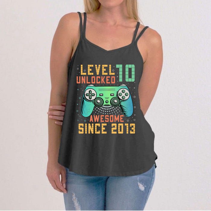 Level 10 Unlocked 10th Birthday 10 Year Old Boy Gifts Gamer Women's Strappy Tank