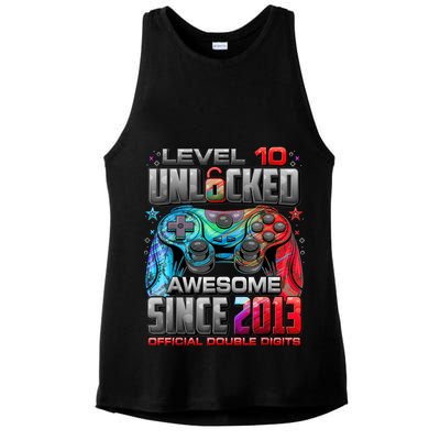 Level 10 Unlocked Awesome Since 2013 10th Birthday Gaming Ladies PosiCharge Tri-Blend Wicking Tank