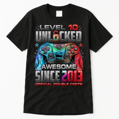 Level 10 Unlocked Awesome Since 2013 10th Birthday Gaming Tall T-Shirt