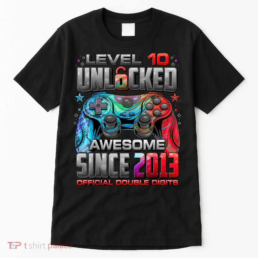 Level 10 Unlocked Awesome Since 2013 10th Birthday Gaming Tall T-Shirt