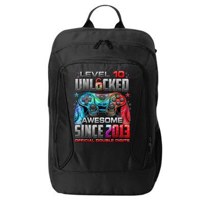 Level 10 Unlocked Awesome Since 2013 10th Birthday Gaming City Backpack