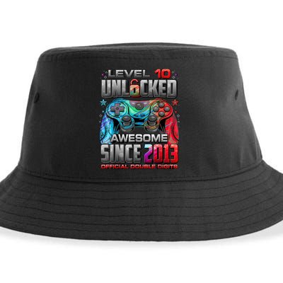 Level 10 Unlocked Awesome Since 2013 10th Birthday Gaming Sustainable Bucket Hat