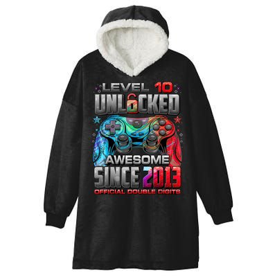 Level 10 Unlocked Awesome Since 2013 10th Birthday Gaming Hooded Wearable Blanket