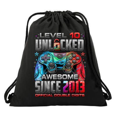 Level 10 Unlocked Awesome Since 2013 10th Birthday Gaming Drawstring Bag