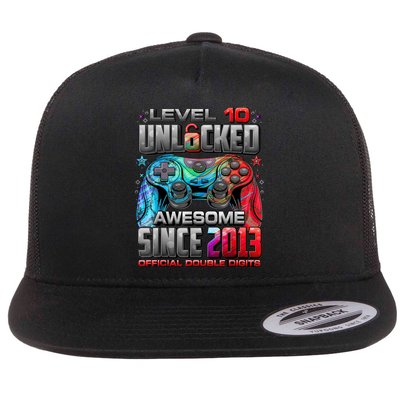 Level 10 Unlocked Awesome Since 2013 10th Birthday Gaming Flatbill Hat