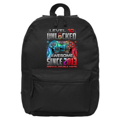 Level 10 Unlocked Awesome Since 2013 10th Birthday Gaming 16 in Basic Backpack