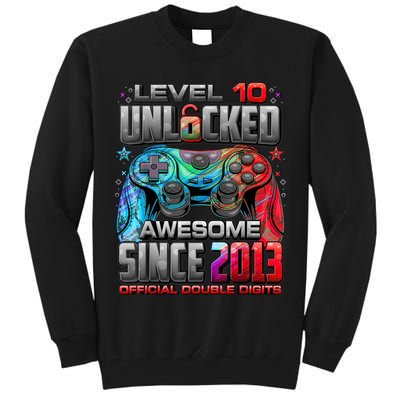 Level 10 Unlocked Awesome Since 2013 10th Birthday Gaming Tall Sweatshirt