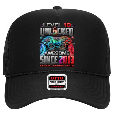Level 10 Unlocked Awesome Since 2013 10th Birthday Gaming Trucker Hat